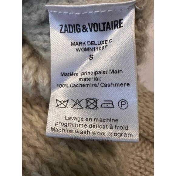Zadig & Voltaire “Mark Deluxe C” Taupe 100% Cashmere Sweater Size S QuietLuxury - Picture 8 of 8